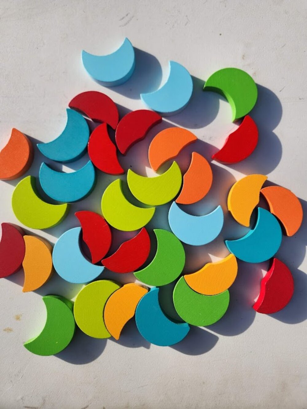HABA Color Moon 32 Piece Wooden Shapes Toddler Toy Arranging Game Wood Montessor